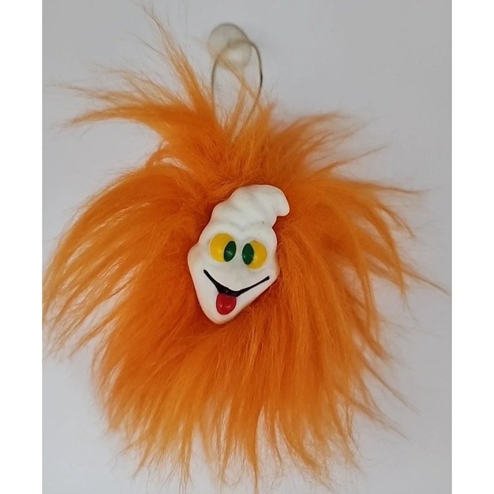 Fuzzy Monster Window Hanger Halloween Orange Retro Ghost Face Bounce Suction Cup
